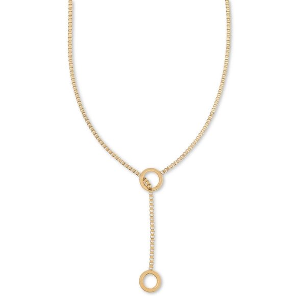 On 34th Gold-Tone Loop & Box Chain 25" Lariat Necklace NWT - Picture 1 of 2